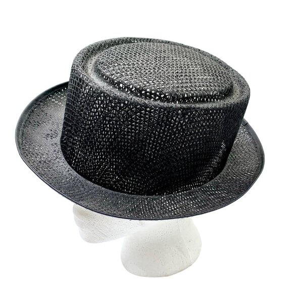Lot 10 Adult Pork Pie Perforated Hat Black Stage Costume Cosplay Recital Show - Picture 7 of 7